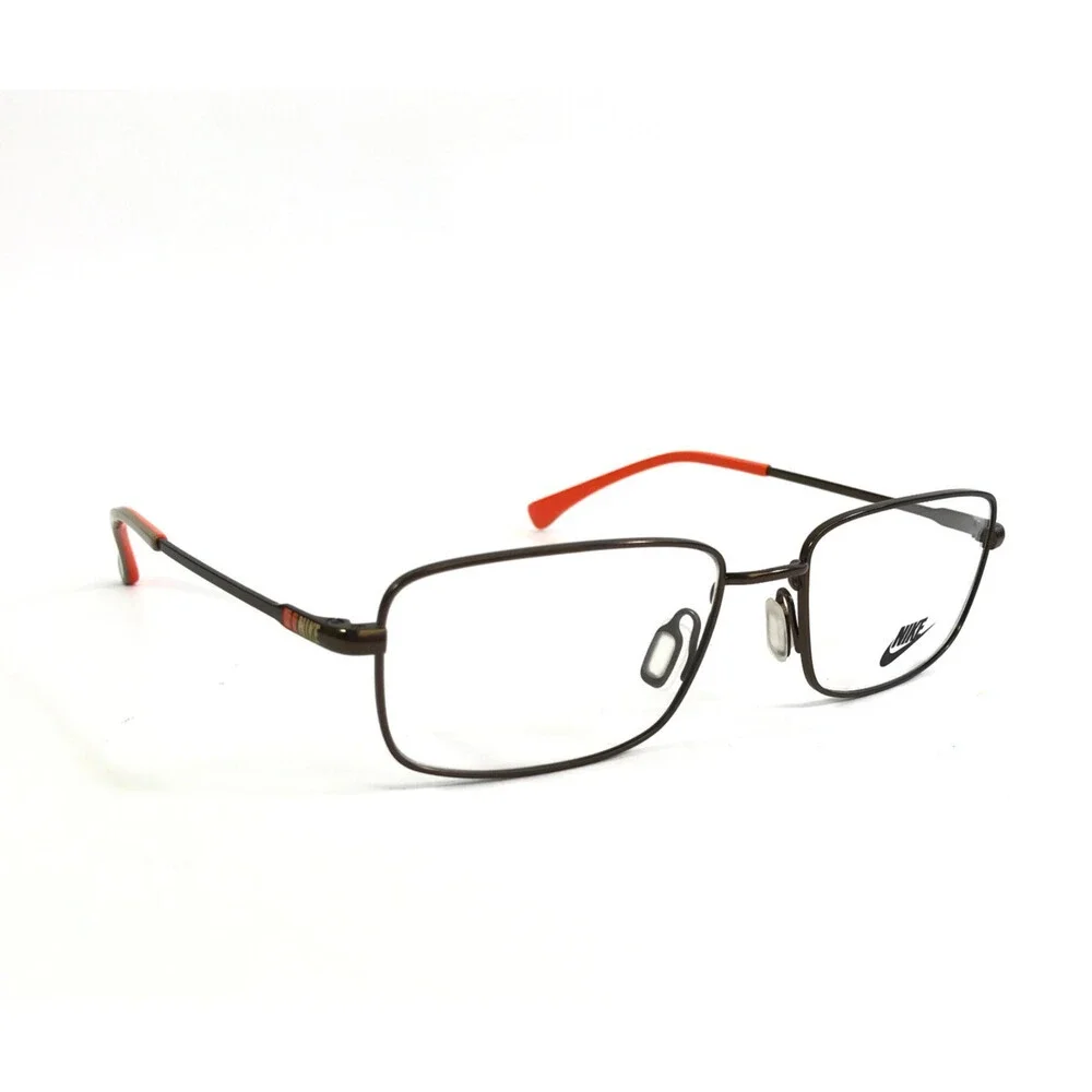 Nike Eyeglasses Frames 8205 215 Brown Bronze Orange Rectangle Wire Rim 52-17-140